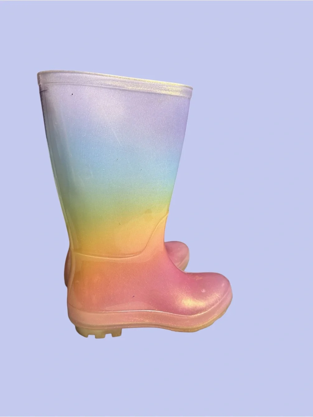Girls Rainbow Glitter Rain Boots Size 13
